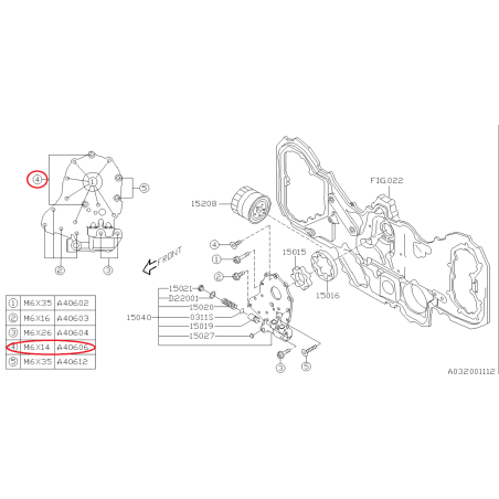 Vis de pompe à huile tribeca 3.0l