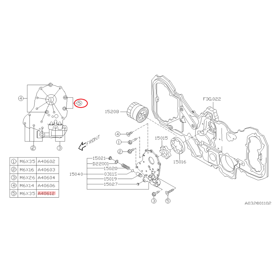Vis pompe à huile tribeca 3.0l