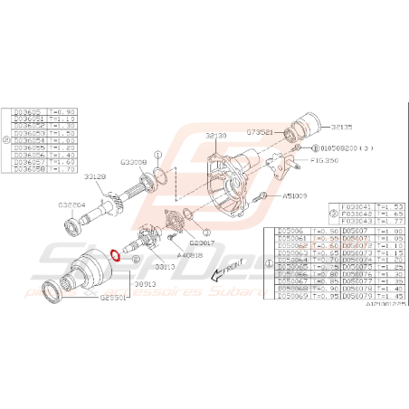 Cale de différentiel central de boite de vitesse WRX 2006-2007