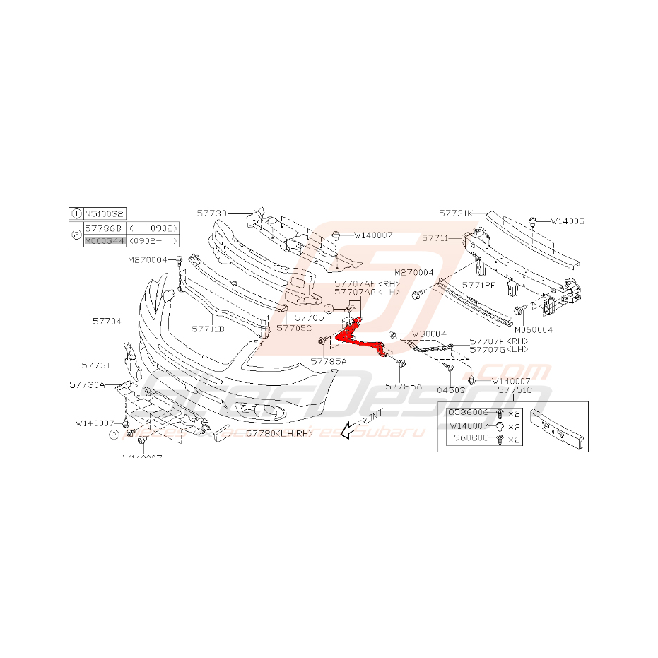 Support de pare-choc avant Subaru Tribeca phase 2