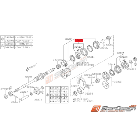 Ensemble Manchon et Moyeu Origine Subaru GT 1999 - 2000