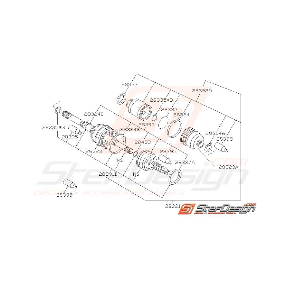 Ensemble Cardan Avant Subaru GT 1998 - 2000