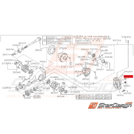 Bouchon de remplissage de pont arrière GT 93-00 WRX/STI 01-05