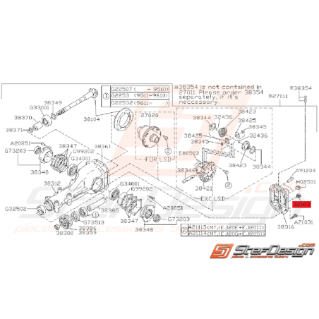 Bouchon de vidange de pont arrière GT 93-00 WRX/STI 01-07