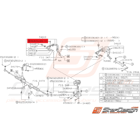 Boulon à Bride Système de Direction Assistée Origine Subaru GT 1993 - 2000