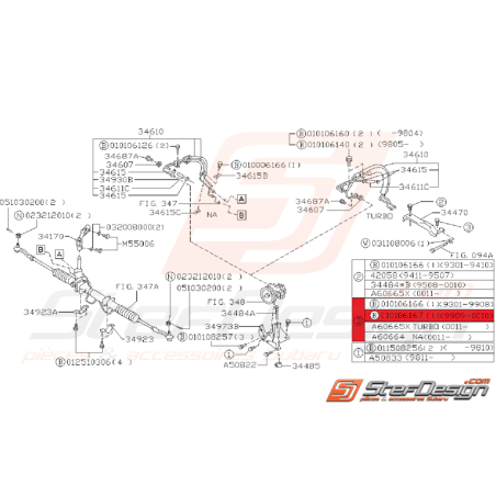 Vis Système de Direction Assistée Origine Subaru GT 09/1999 - 2000