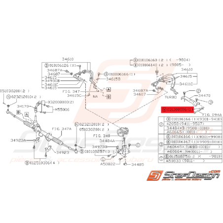 Rondelle Système de Direction Assistée Origine Subaru GT 1993 - 2000