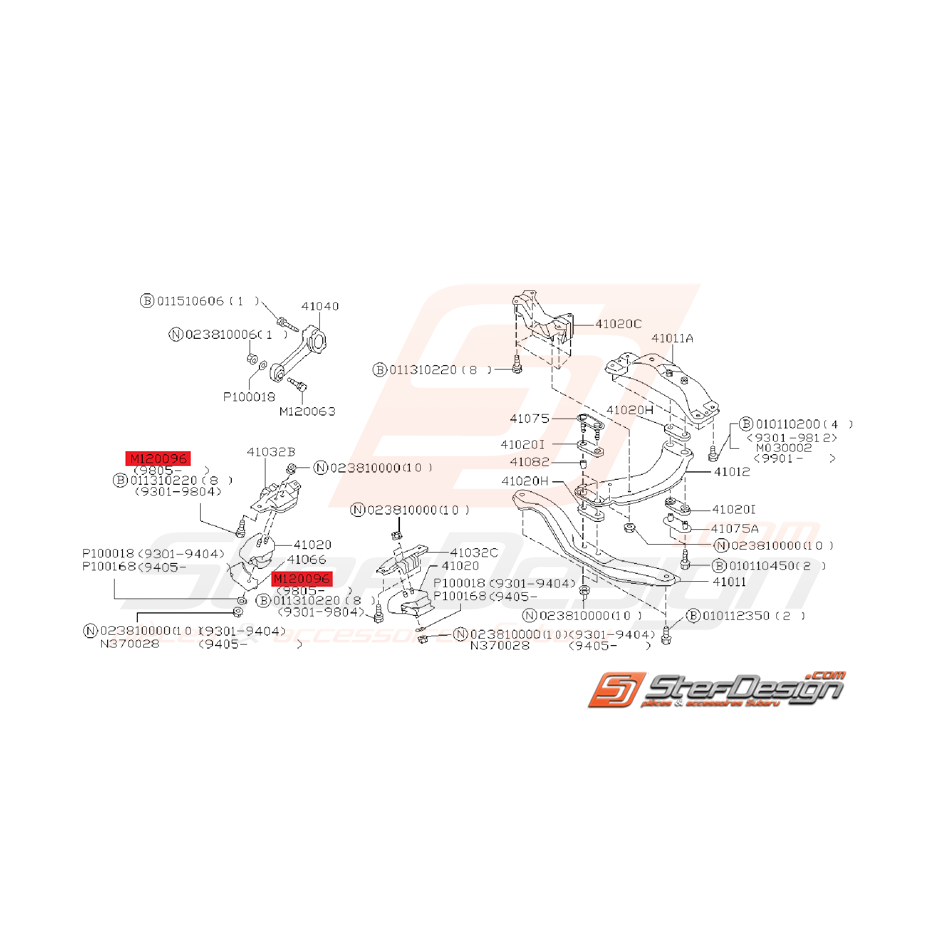 Boulon Support Moteur Origine Subaru GT 99-00 WRX/STI 01-07 brz GT86