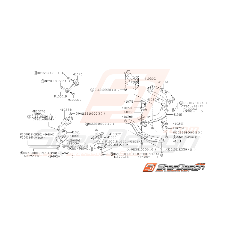 Ensemble Support de Boite Subaru GT 1993 - 2000 Ensemble Support de Boite Subaru GT 1993 - 2000
