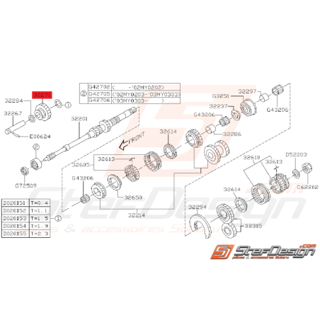 Pignon Intermédiaire Marche Arrière Subaru WRX 01/10/01 - 2006