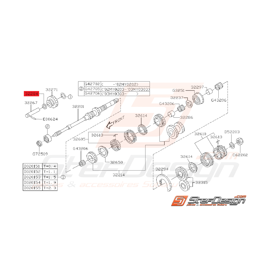 Rondelle Engrenage Intermédiaire Origine Subaru GT 1993 - 2000