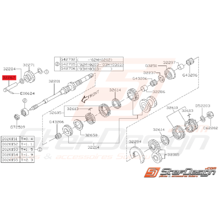 Axe de Poulie Intermédiaire Arbre Primaire Origine Subaru GT 1993 - 2000