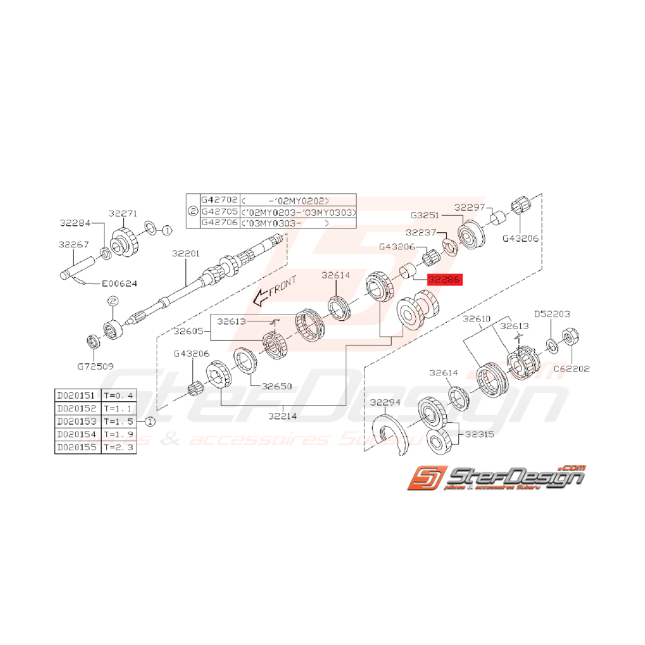 Bague Pignon de 4ème Vitesse Origine Subaru GT 1993 - 2000