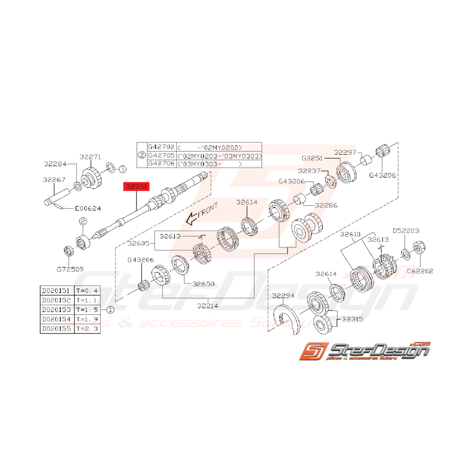 Arbre Primaire Boîte 5 Origine Subaru WRX 01 - 30/09/2001