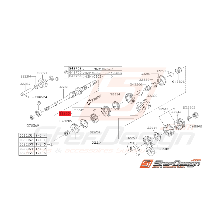 Ensemble Manchon et Moyeu Origine Subaru GT 1999 - 2000