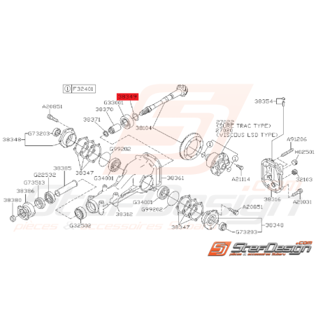 Entretoise Ensemble Différentiel Arrière Origine Subaru GT 93-00 WRX 01-07