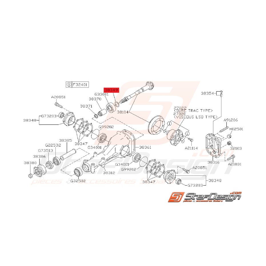 Entretoise Ensemble Différentiel Arrière Origine Subaru GT 93-00 WRX 01-07