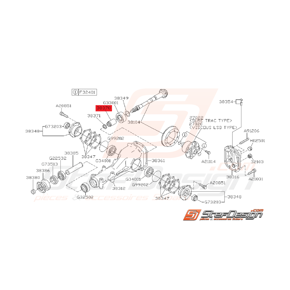 Collier pour Ensemble de Différentiel Arrière Origine Subaru GT 1993 - 1996