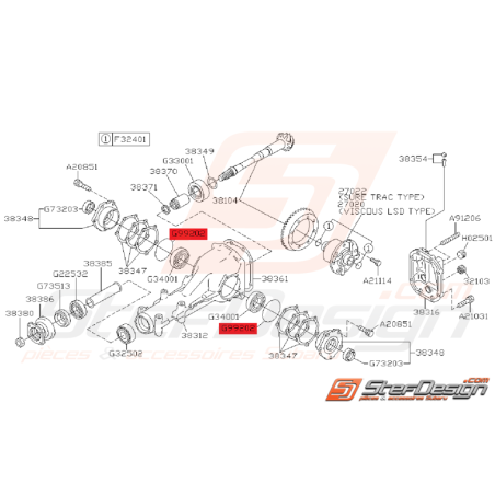 Joint torique de pont arrière GT 93-00 WRX/STI 01-07