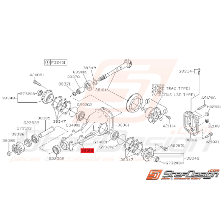 Carter de Pont Arrière Origine Subaru GT 1993 - 1996