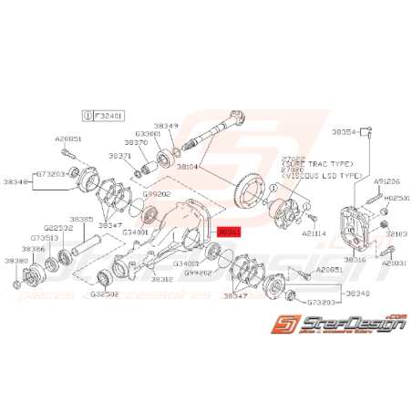 Joint carter de pont subaru GT 93-00 WRX 01-10