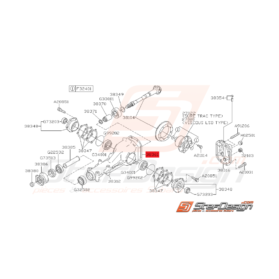 Joint carter de pont subaru GT 93-00 WRX 01-10 Joint carter de pont subaru GT 93-00 WRX 01-10