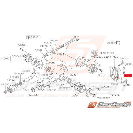 Bouchon de vidange de pont arrière GT 93-00 WRX/STI 01-07