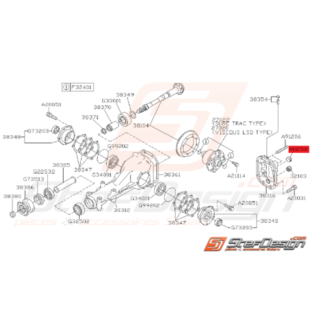 Bouchon de remplissage de pont arrière GT 93-00 WRX/STI 01-05