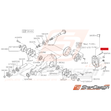 Goujon de fixation de différentiel arrière WRX/STI 01-07