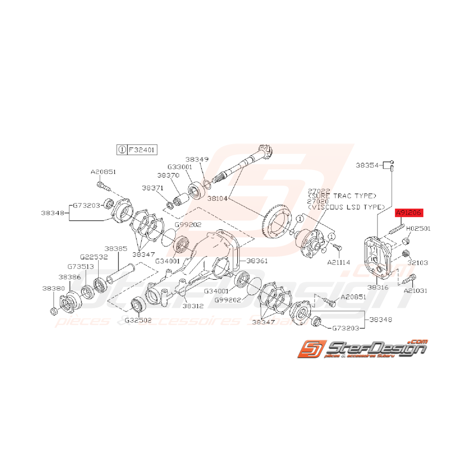 Goujon de fixation de différentiel arrière WRX/STI 01-07