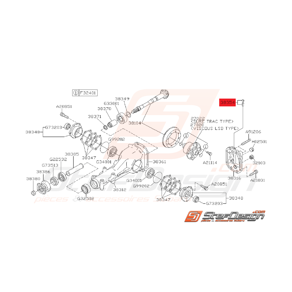 Bouchon reniflard de pont SUBARU GT 93-00 WRX/STI 01-14