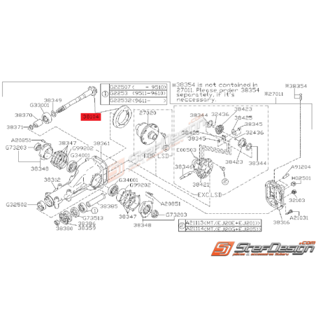 Couple Conique Arrière Origine Subaru GT 1993 - 1996