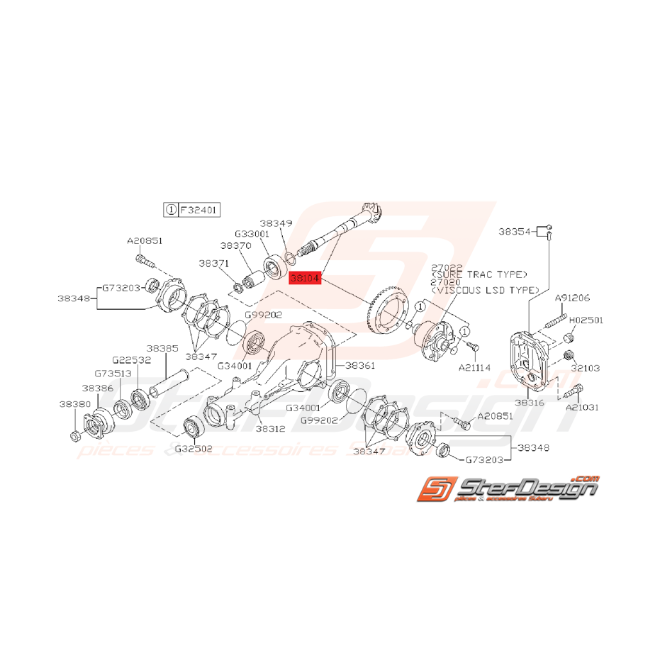 Couple Conique Arrière Origine Subaru GT 1993 - 1996