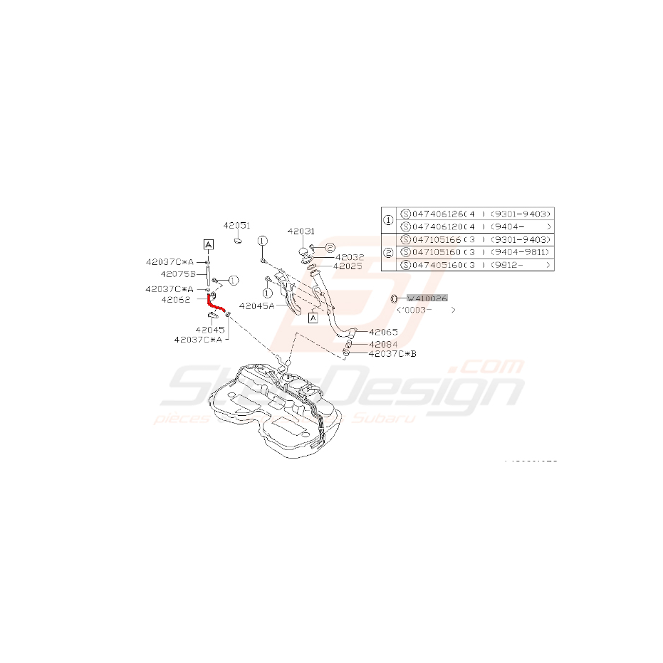 Tuyau de réservoir essence subaru impreza GT 1999-2000