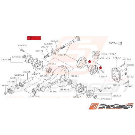 Circlips intérieur Origine Subaru WRX 2001 - 2007