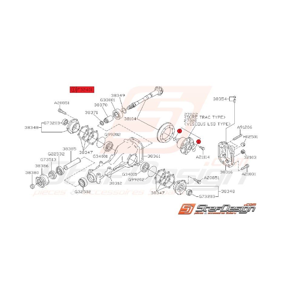 Circlips intérieur Origine Subaru WRX 2001 - 2007