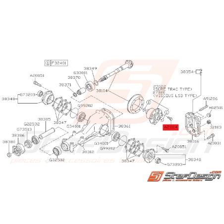 Vis Différentiel Arrière Origine Subaru WRX 2001 - 2007