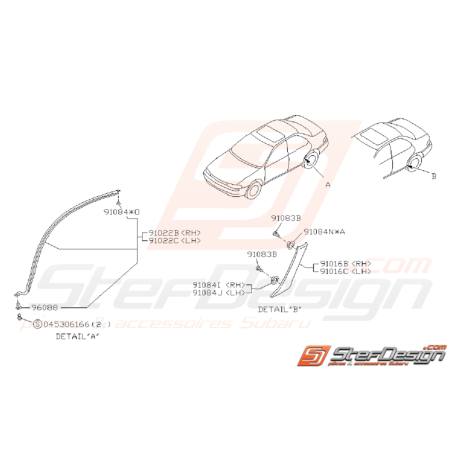 Ensemble protection d'aile arrière SUBARU GT 93-00