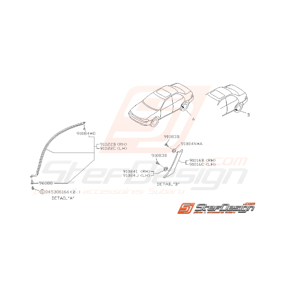 Ensemble protection d'aile arrière SUBARU GT 93-00