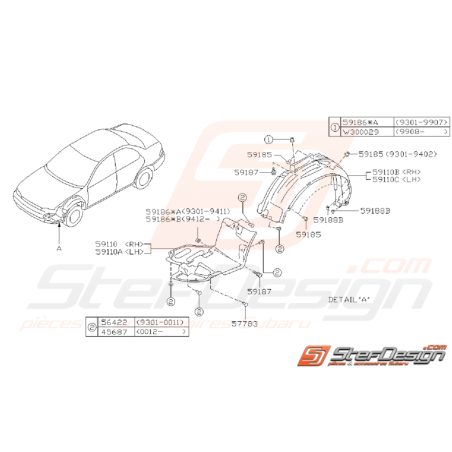 Ensemble passage de roue GT 93-00