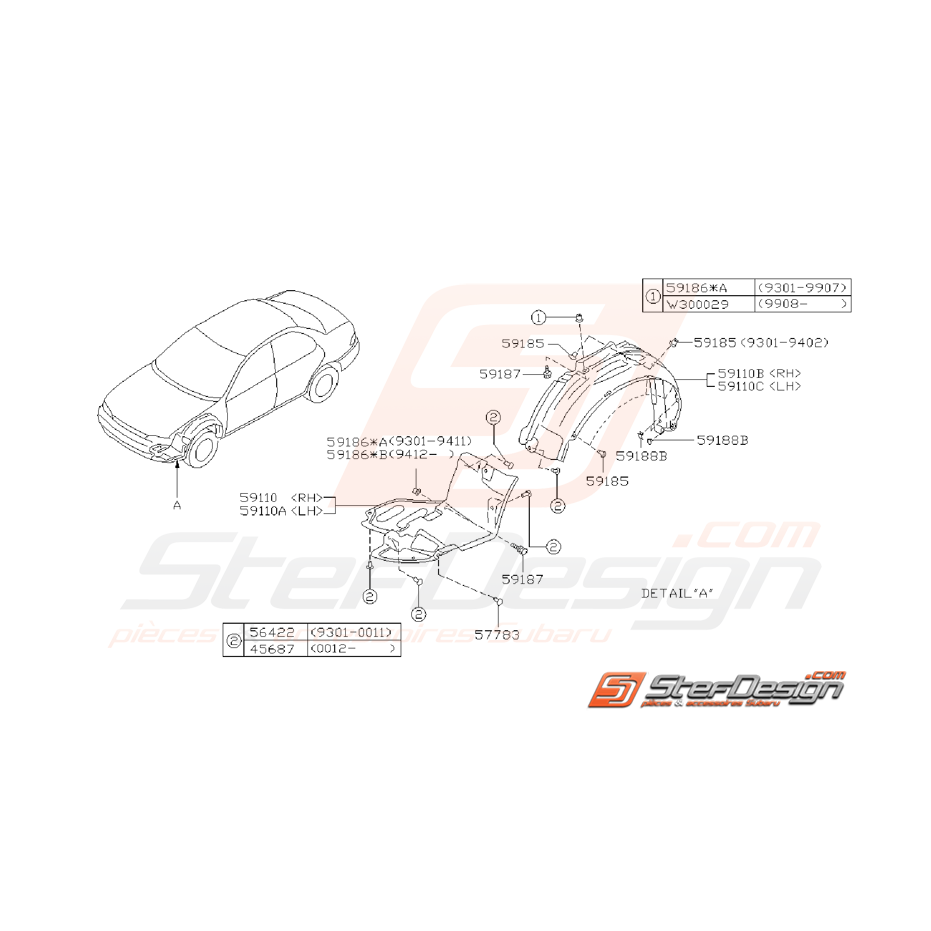 Ensemble passage de roue GT 93-00
