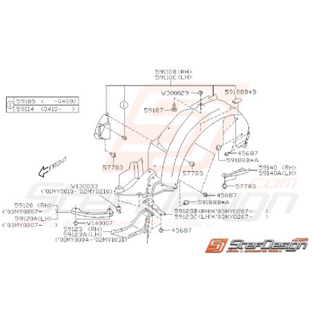 Ensemble passage de roue WRX/STI 03-05