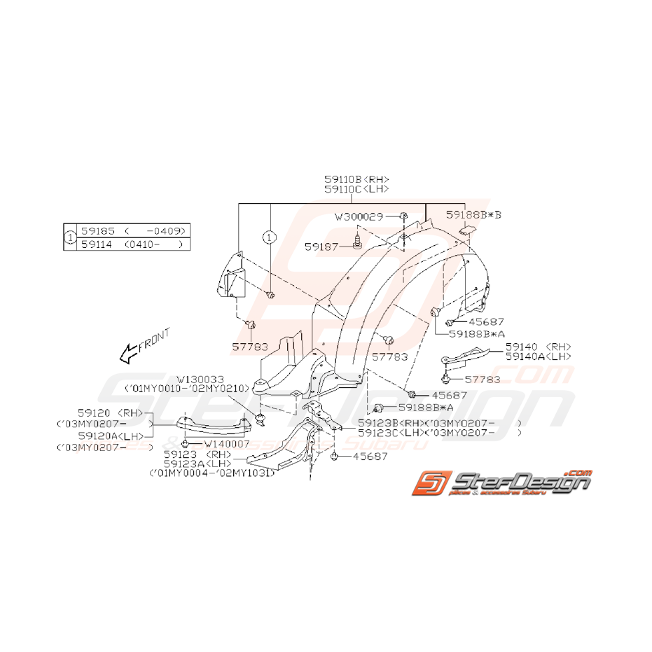 Ensemble passage de roue WRX/STI 03-05