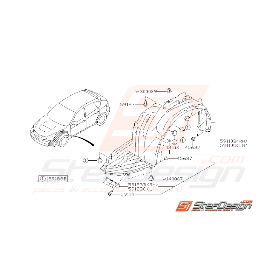 Ensemble passage de roue avant STI 08-10 Ensemble passage de roue avant STI 08-10