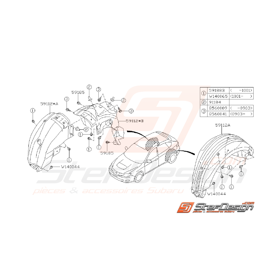 Ensemble passage de roue arrière WRX/STI 08-10 Ensemble passage de roue arrière WRX/STI 08-10