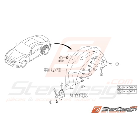 Ensemble passage de roue arrière BRZ 13-15