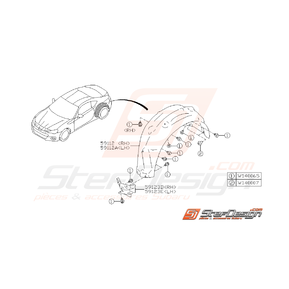 Ensemble passage de roue arrière BRZ 13-15