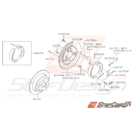 Ensemble Frein a Main Subaru Impreza GT 1993 - 2000