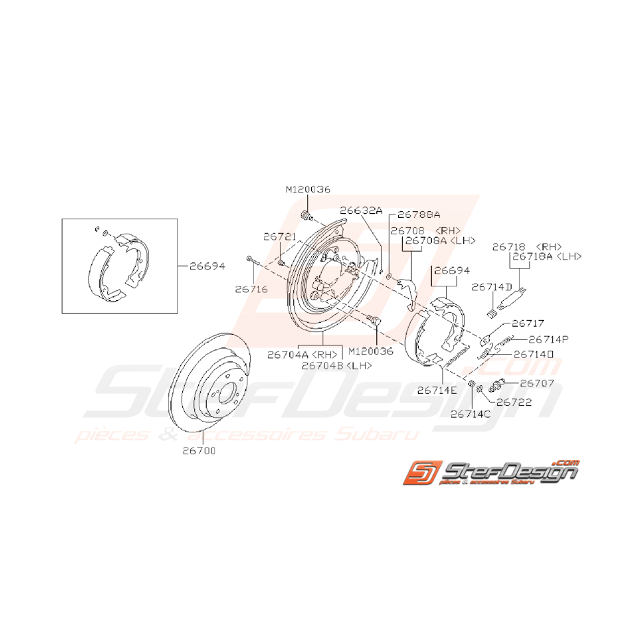 Ensemble Frein a Main Subaru Impreza GT 1993 - 2000