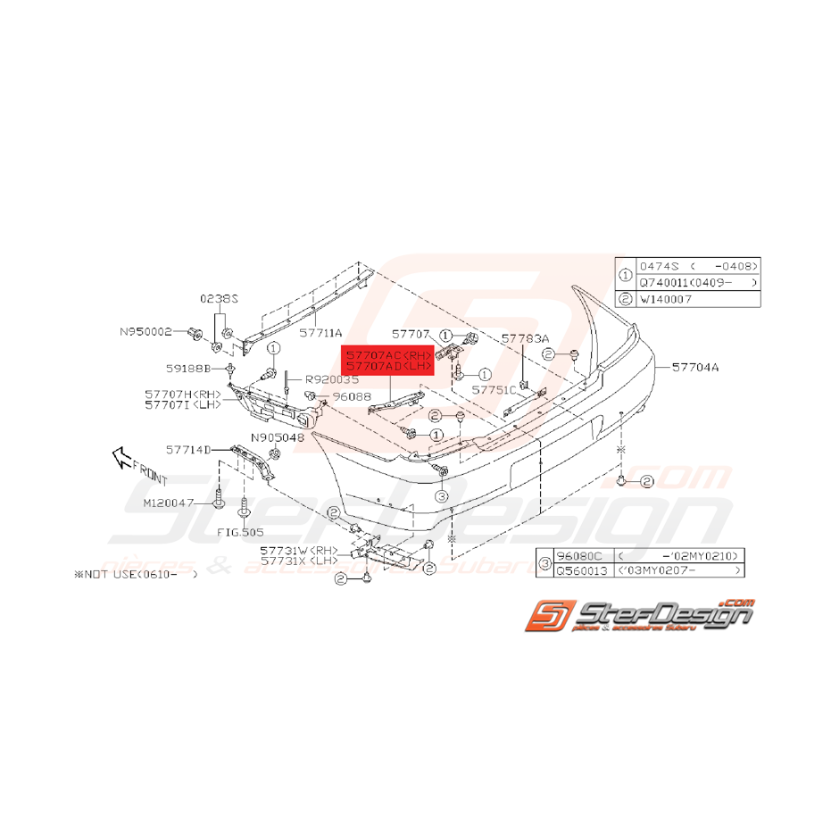 Support coin de pare-choc arrière STI/WRX 01-02 Support coin de pare-choc arrière STI/WRX 01-02